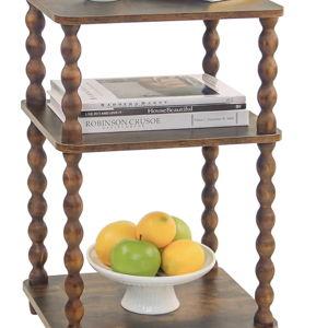 Side Table, Small End Table with Storage Shelf, Modern Bedside Table Night Stand for Living Room, Bedroom, Office and Small Spaces (Rustic Brown)