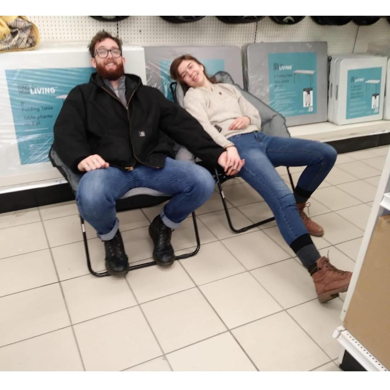 Waiting for mum to be done with shopping in Canadian Tire.