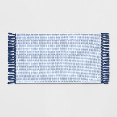34"x20" Textured Rug With Fringe Blue - Opalhouse™
