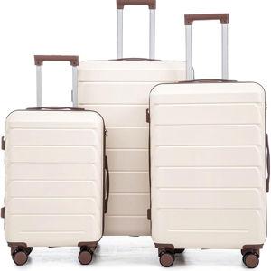 Merax Luggage 3 Pcs Sets ABS Hardside Luggage Set Spinner Wheel Suitcase