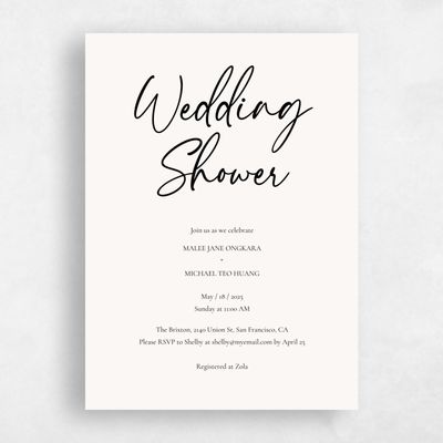 White Portrait Wedding Wedding Shower Invitation - Santorini Type