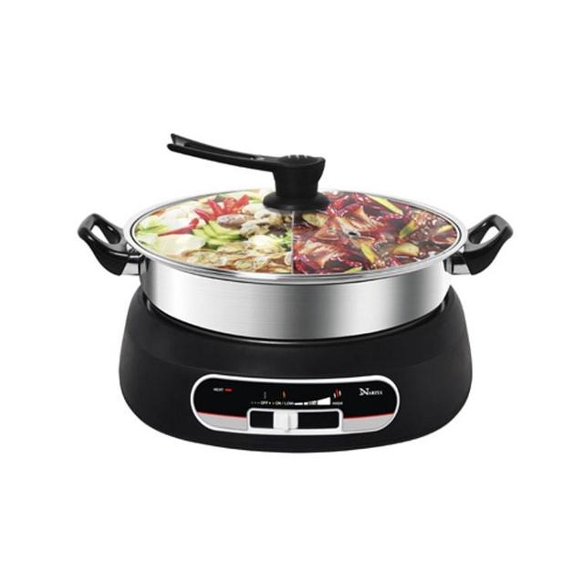 Stainless Steel Electric Shabu Shabu Hot Pot with Lid, 5 Qt, NEC-3050