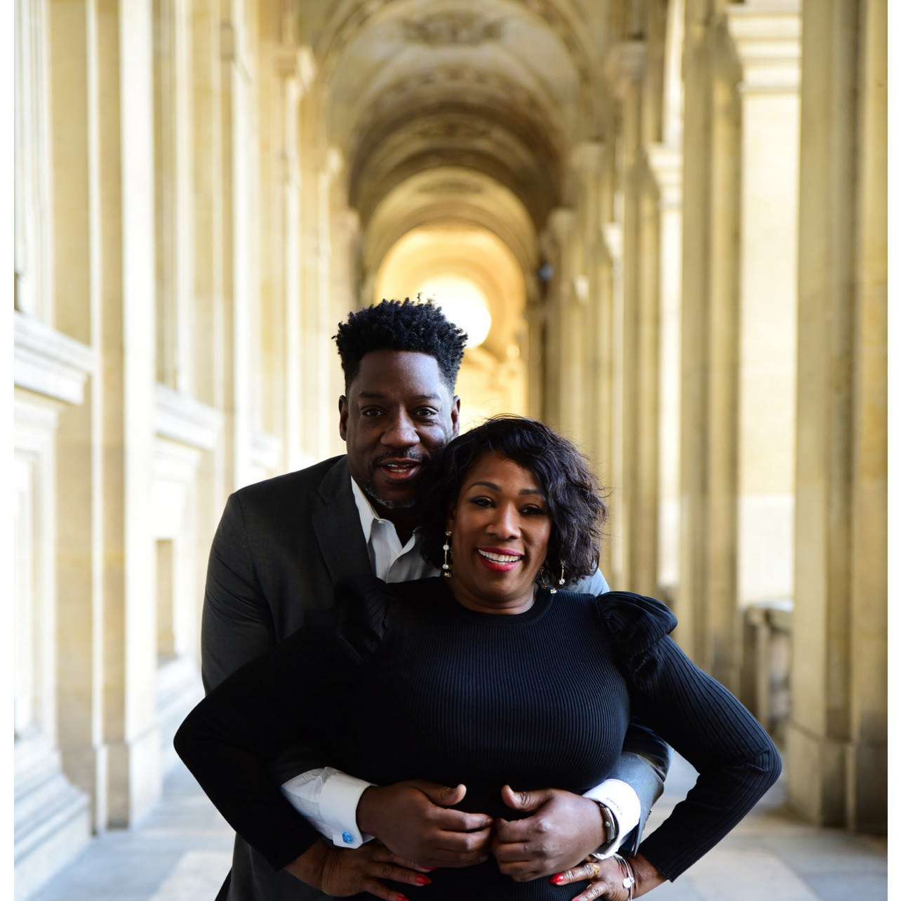 Posing at Louvre museum in Paris