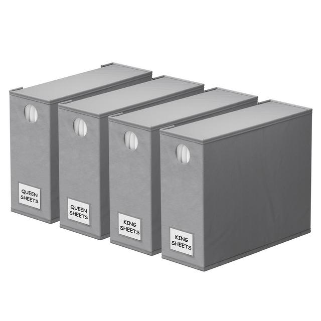 SpaceAid 4-Pack Bed Sheet Organizers and Storage, Foldable Sheet Organizers for a Linen Closet, Gray