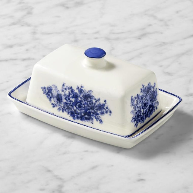 English Floral Butter Dish