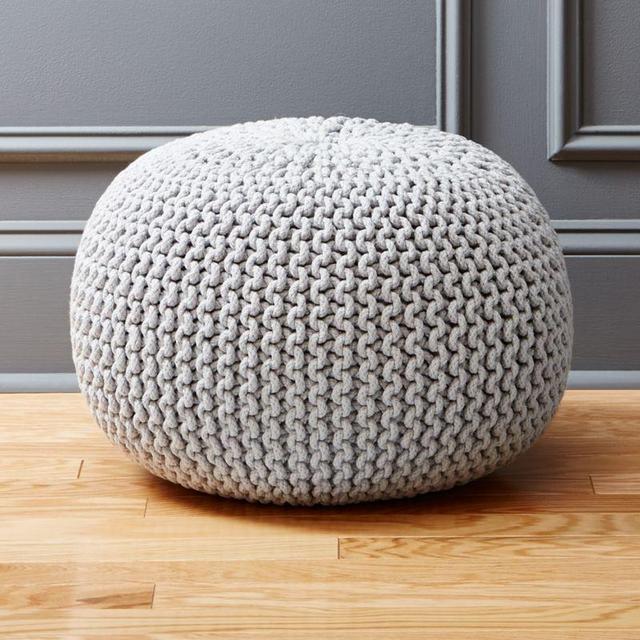 Knitted Silver Grey Pouf