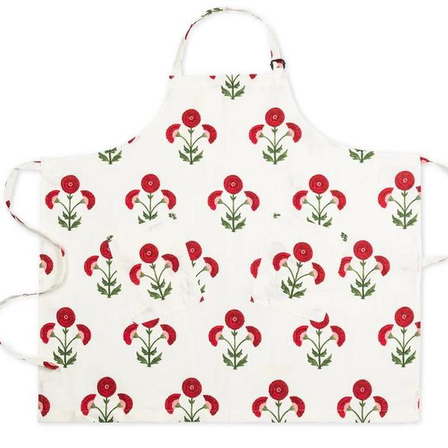 Matouk Schumacher Linen Apron in Gisele Scarlet