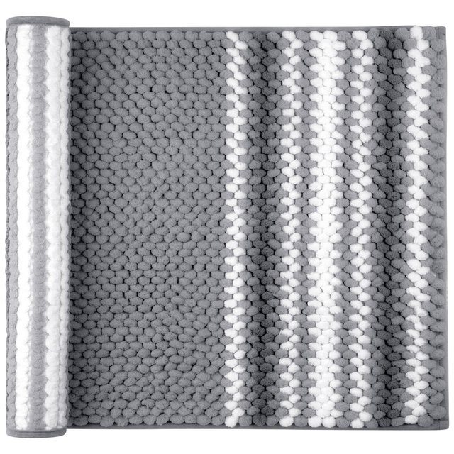 PiccoCasa Chenille Bathroom Rug Non-Slip Mat Soft Absorbent Dark Gray 20"x32"