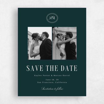 Green Monogram Wedding Save the Date - Mahogany Photo