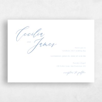 Dusty Blue Wedding Invitation - Seville Landscape Letterpress