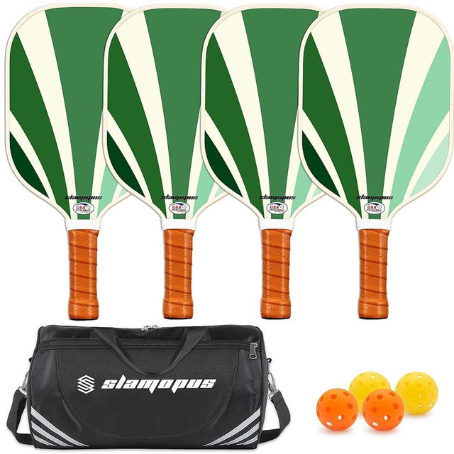 Pickleball Paddles Set of 2 | Pickleball Set of 4 Pickleball Rackets | Graphite & Fiberglass Pickleball Paddles | USAPA Approved | Great Paddle for Beginners and Pros |