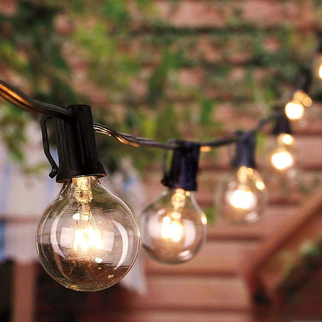 Brightown Outdoor String Lights, 25 Ft Globe Patio Lights with 25 Edison Glass Bulbs, UL Listed Waterproof Hanging Outside Lights for Backyard Balcony Party Decor, Not Connectable, 2 Pack