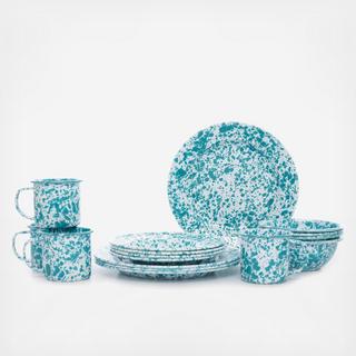 Splatter Enamelware 16-Piece Dinnerware Set, Service for 4