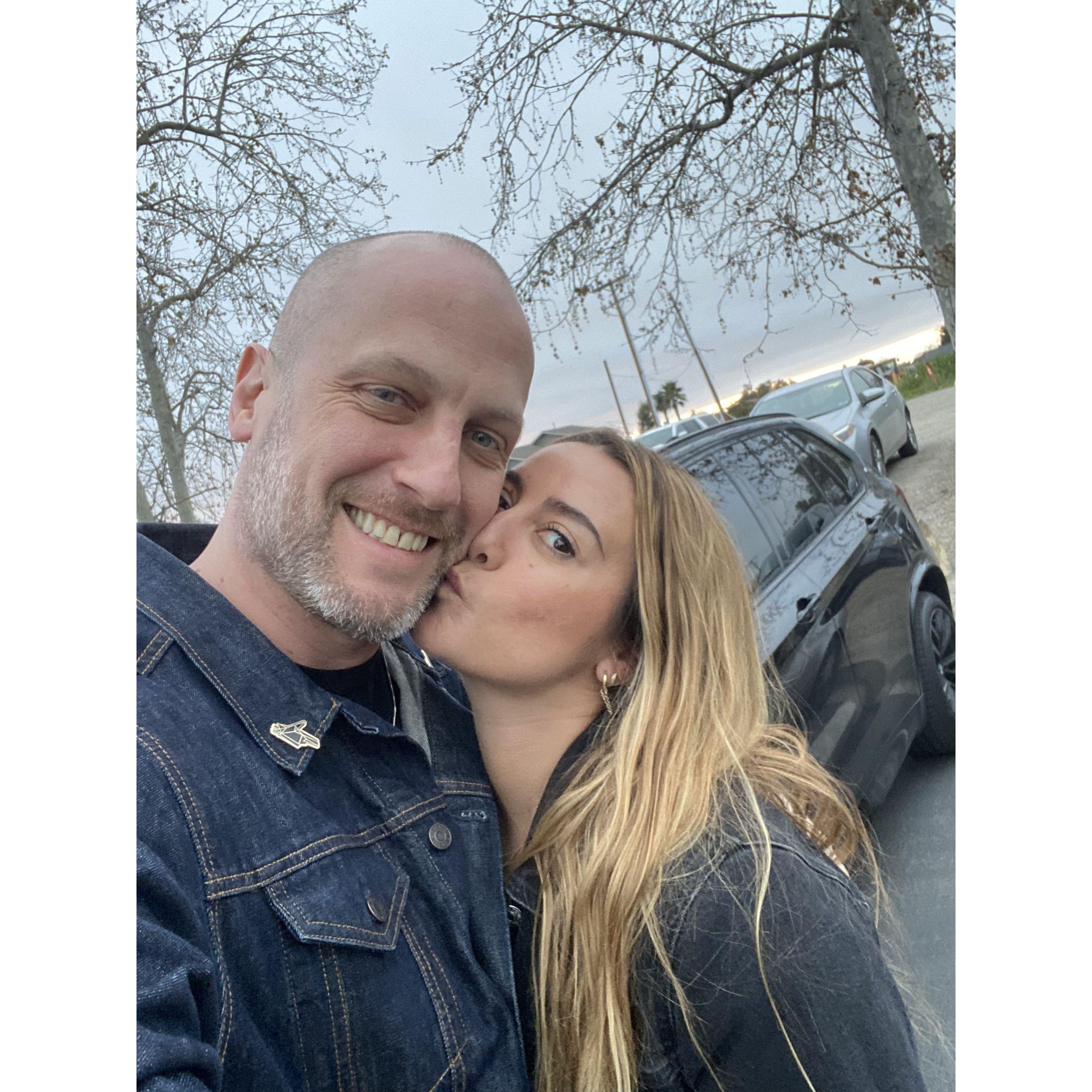 On our way to our first vacation together to Morro Bay