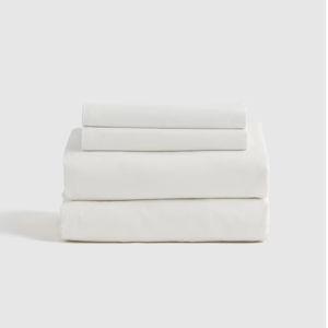 Organic Brushed Cotton Sheet Set in White- King