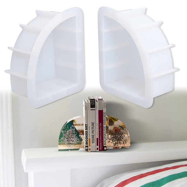 Large Bookends Resin Molds, 1 Pair Sector Silicone Geode Book Organize Resin Molds, DIY Crystal Epoxy Resin Molds for Books, Desktop Organizer, Office Home Decoration, Gift
