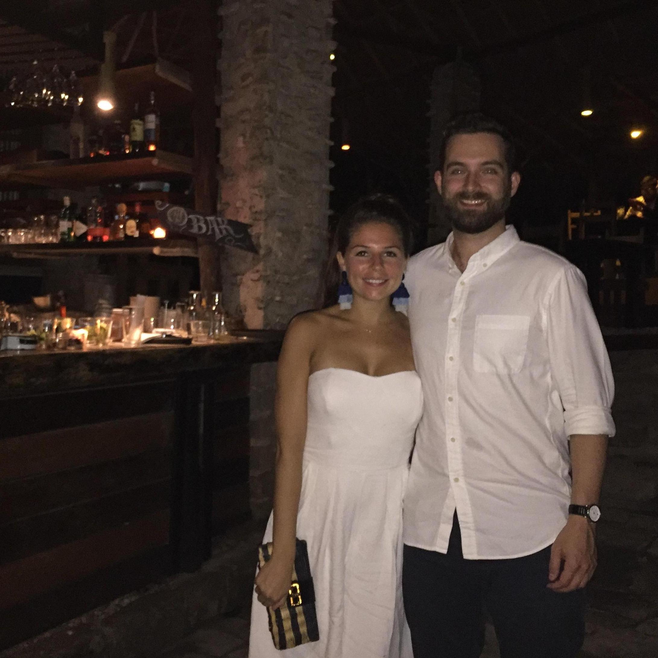 Dinner on one of our first vacations together, in Tulum