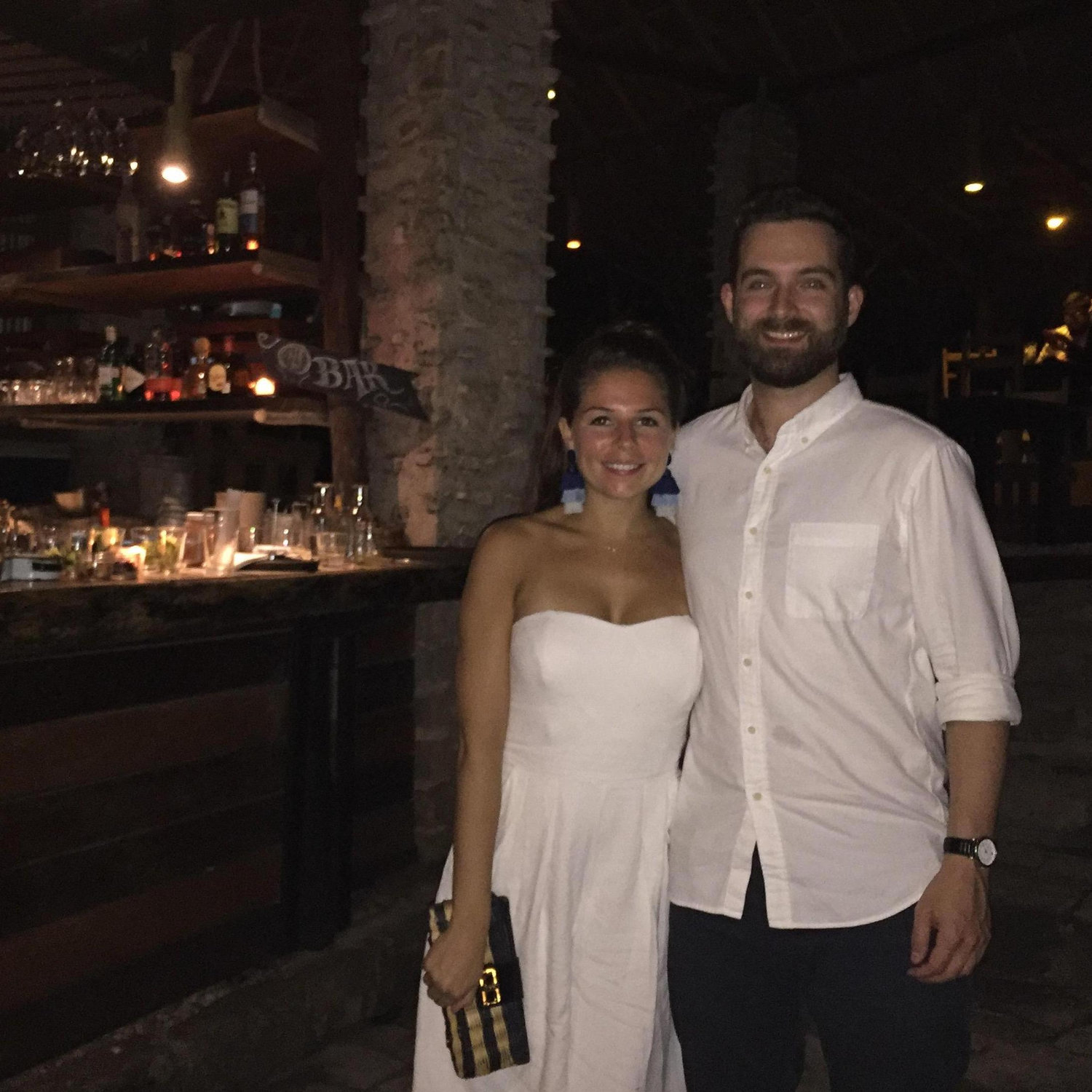 Dinner on one of our first vacations together, in Tulum