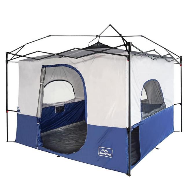 KAMPKEEPER Camping Cube, Converts 10'x10' Straight Leg Canopy into Inner Pop Up Tent, with 1 Dog Hole–Fully Vented Roof(Canopy & Frame NOT Included), Navy Blue