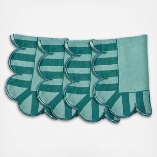 Jardin Embroidered Scalloped Napkin with Color Backing, Set of 4