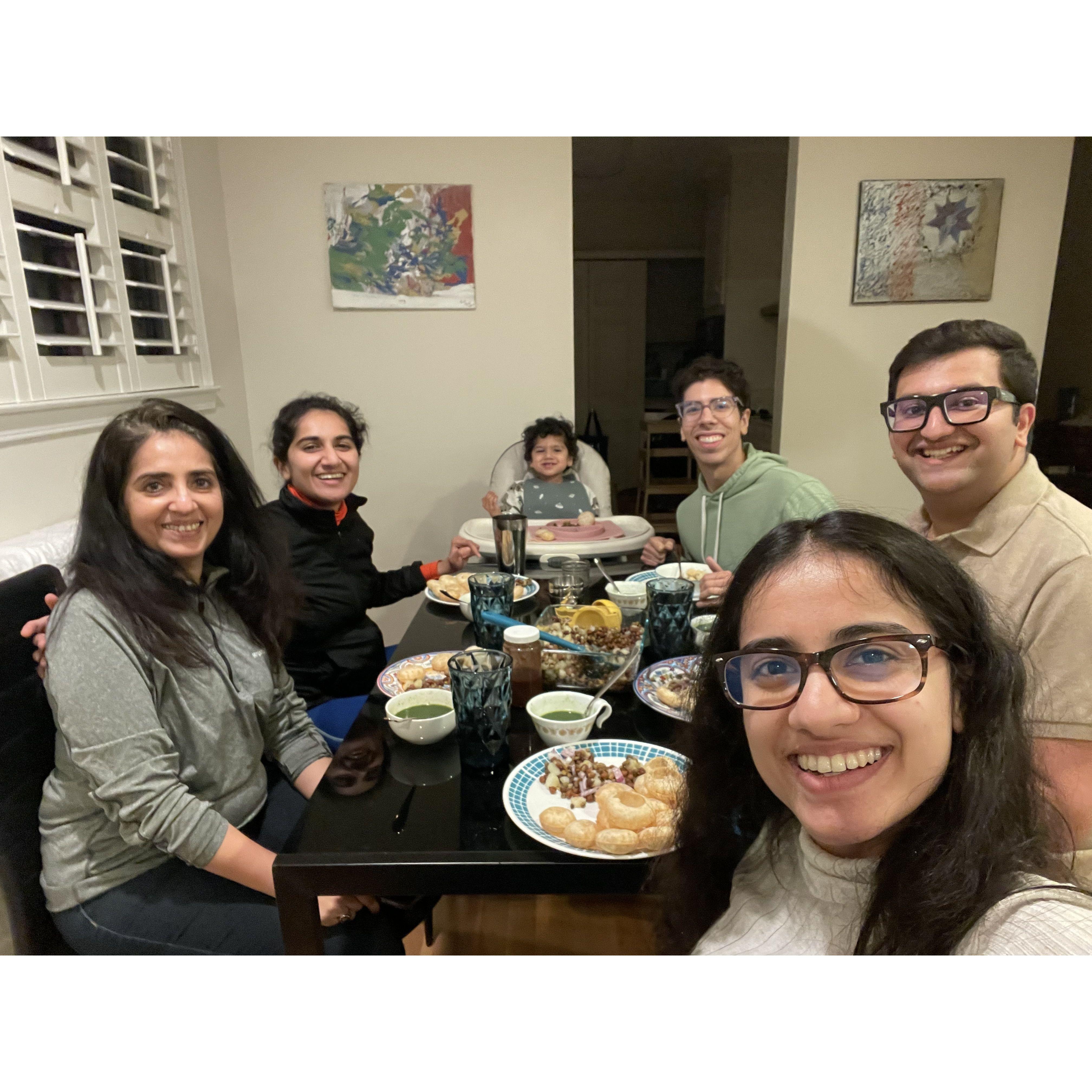 Family dinner with mom's famous pani puri