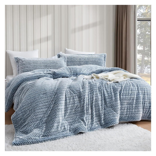 Cozy Peaks - Coma Inducer Oversized Comforter Set - Chevron Frosted Navy , Queen