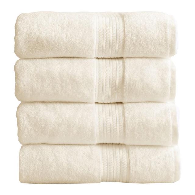 100% Cotton Solid Color Quick Dry Bath Towel Set , Ivory) - Great Bay Home