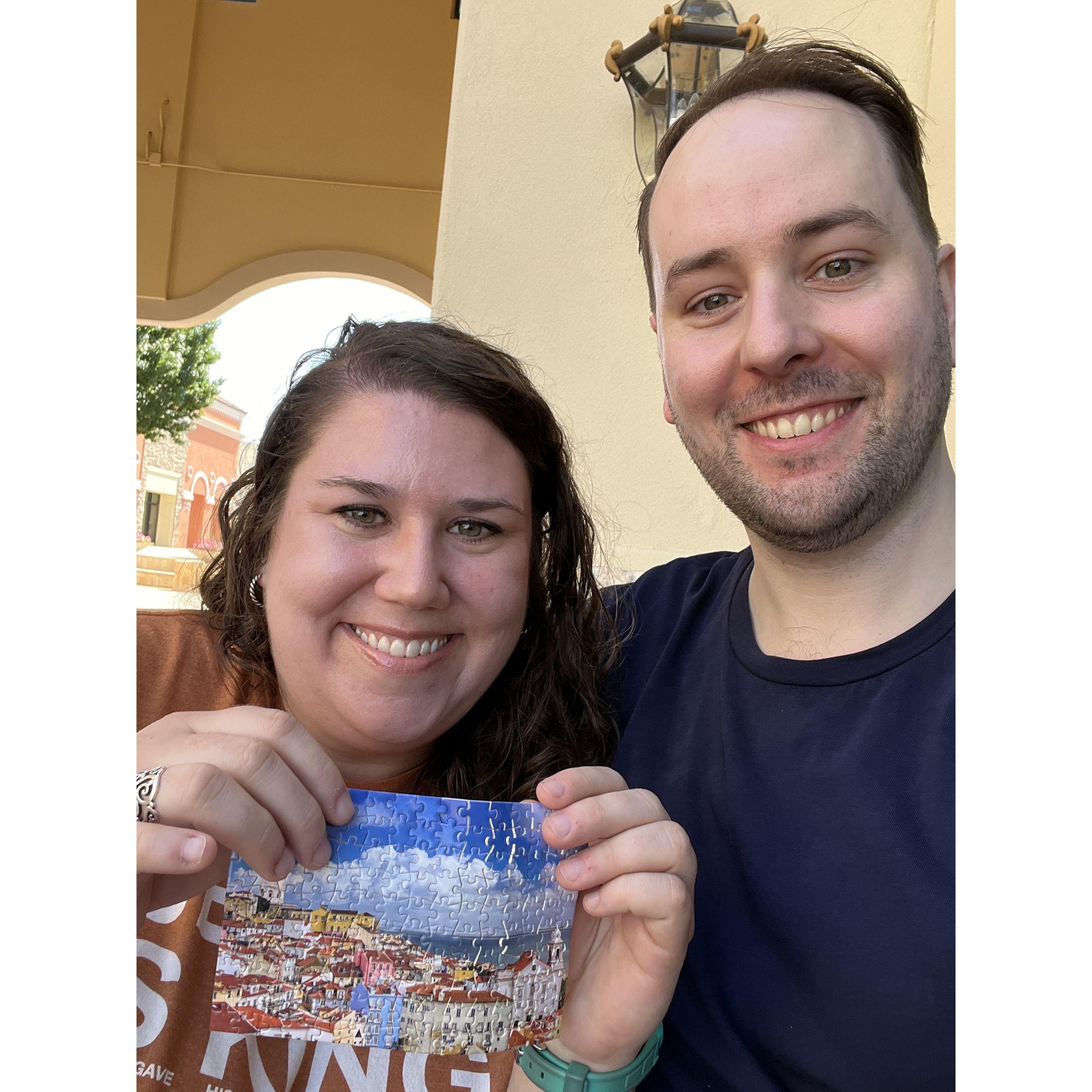We completed this puzzle on our first date while getting to know each other better, one piece at a time.