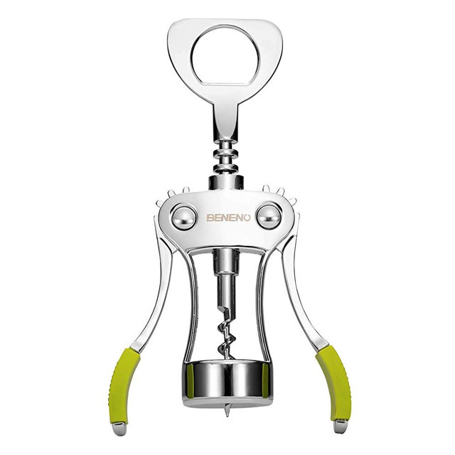 Wine Opener, Zinc Alloy Premium Wing Corkscrew Wine Bottle Opener with Multifunctional Bottles Opener, Upgrade - Green