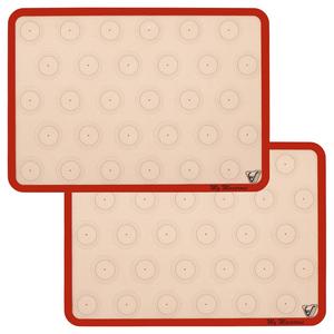 Silicone Macaron Baking Mat - Set of 2 Half Sheet (Thick & Large 11 5/8" x 16 1/2") - Non Stick Silicon Liner for Bake Pans & Rolling - Macaroon/Pastry/Cookie Making - Professional Grade Nonstick