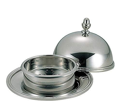 Sanho Sangyo 03101130 Serving Cutlery, Silver, 0.37 inches (9.5 mm), H 3.9 x 5.7 inches (10 x 14.6 cm), B Shape, Dome Cover, Butter Dish