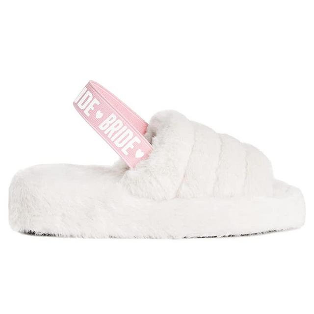 xo, Fetti Bride Strap Slippers, White Fur, Bachelorette Party Decorations, Wedding Day Sandals, Bridesmaid Gift, Bridal Shower Party Favor