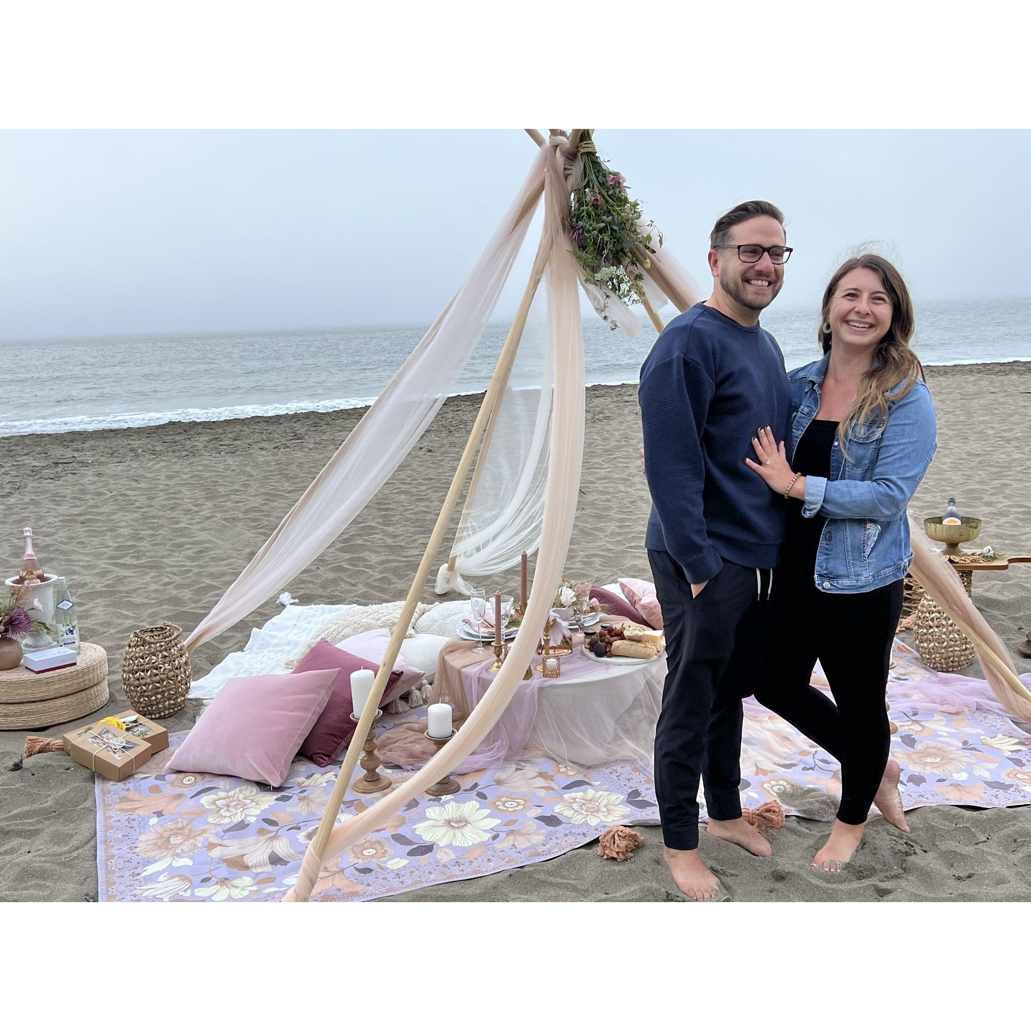Surprise engagement at Baker Beach in San Francisco!
