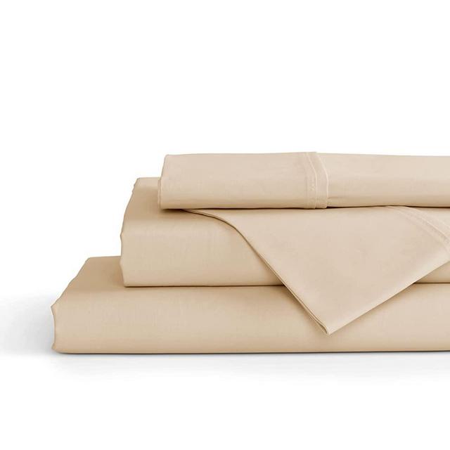 100% Cotton Percale Sheets Queen Size, Cream, Deep Pocket, 4 Piece - 1 Flat, 1 Deep Pocket Fitted Sheet and 2 Pillowcases, Crisp Cool and Strong Bed Linen