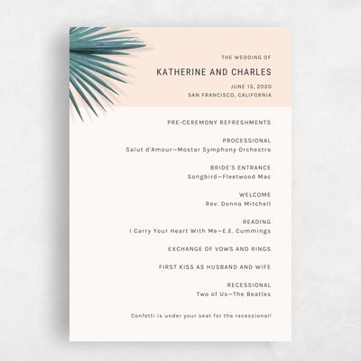 Green Beach Wedding Program - Escape
