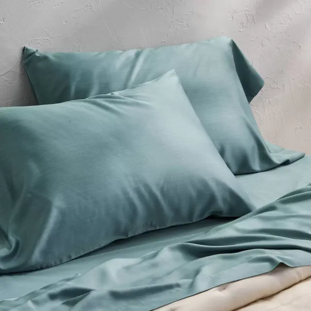 Standard 400 Thread Count Rayon from Bamboo Pillowcases Light Teal Blue - Casaluna™