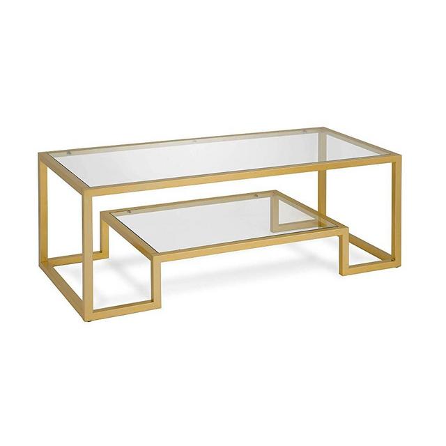 Henn&Hart Modern Geometric-Inspired Glass Coffee Table, One Size, Gold