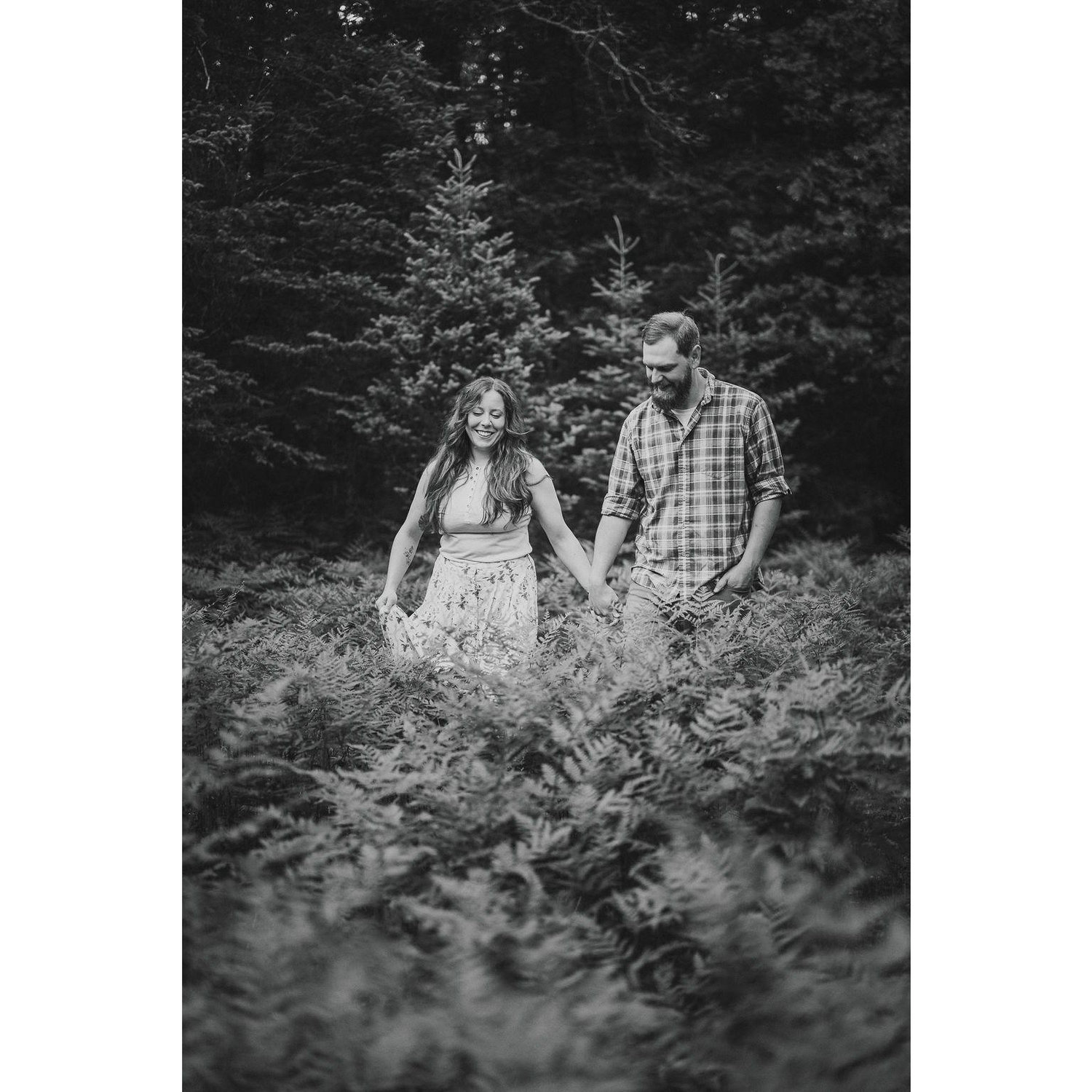 Engagement photos taken on the White Cedar Segment of the Ice Age Trail at the Rice Lake Preserve in June 2025 by the fabulous Sara Griena: AnaFinn Photography, www.anafinnphotography.com