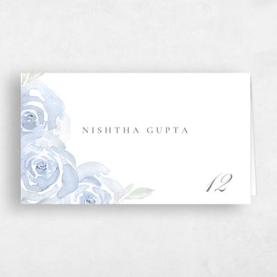 Winter Blue Wedding Place Card - Roana