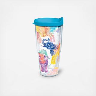 Mehndi Elephant Tumbler with Travel Lid