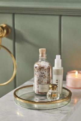 Floral Etched Glass Tray