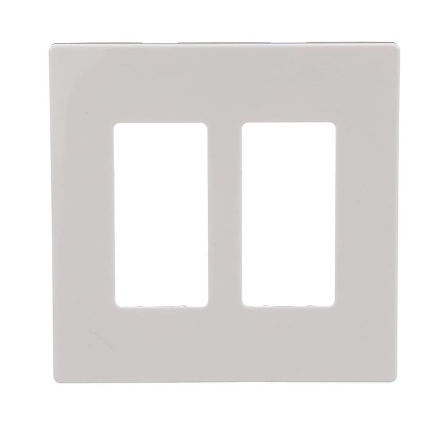 Eaton PJS262W Decorator Screwless Wallplate, 2-Gang, White