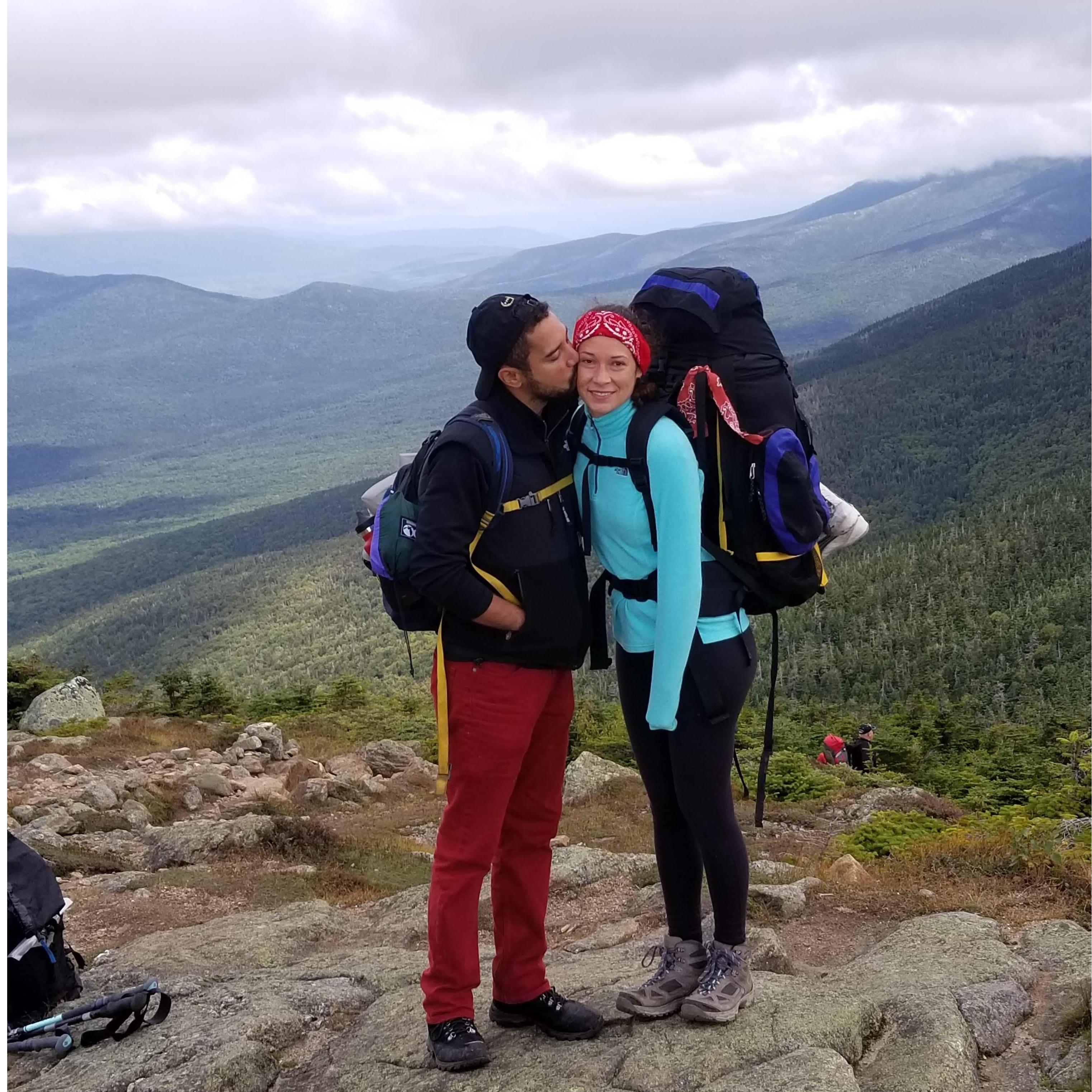 Our first backpacking trip together, in the White Mountains in NH.