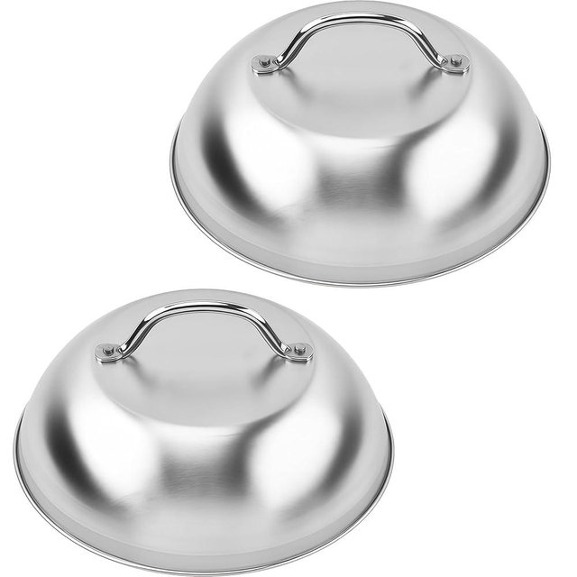 2 pack Medium Dome Basting Cover, Compatible with Blackstone 5555 Flat Top Grills, 9 Inch Stainless Steel Lid-Basting & Cheese Melting Cover - Griddle Accessories