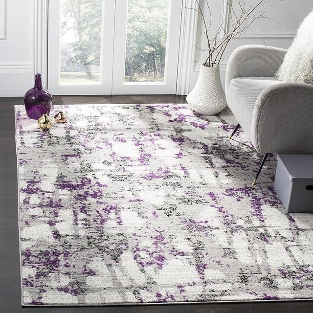 SAFAVIEH Skyler Collection Accent Rug - 4' x 6', Grey & Purple, Modern Abstract Design, Non-Shedding & Easy Care, Ideal for High Traffic Areas in Entryway, Living Room, Bedroom (SKY193R)