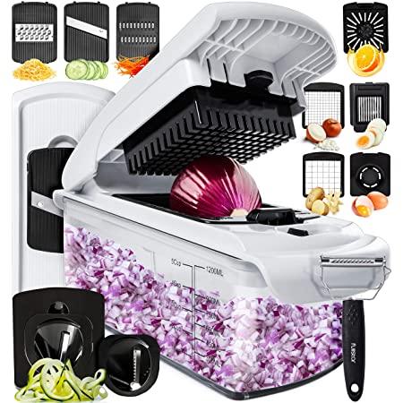 Fullstar All-in-1 Vegetable Chopper, Mandoline Slicer & Cheese Grater | Multi Blade French Fry Cutter & Veggie Dicer | Includes Bonus Handheld Spiralizer & Kitchen Gadgets