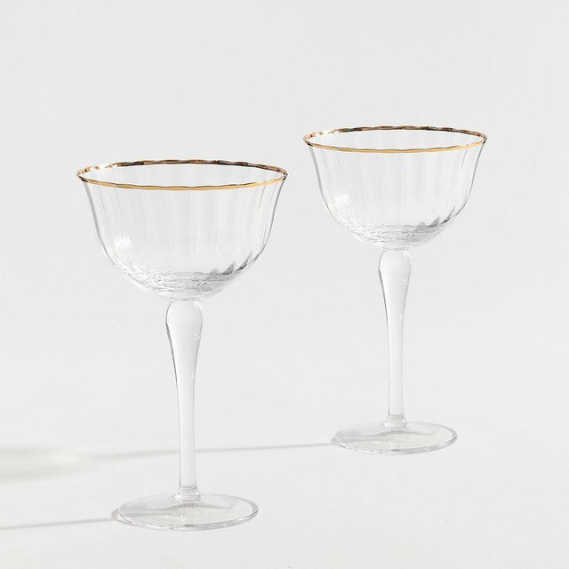 Monique Lhuillier Tatum Coupe Glasses, Set of 2 - Gold