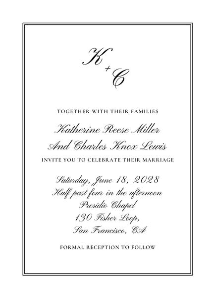 Abbey Frame Letterpress | Black | Zola Wedding Invitations