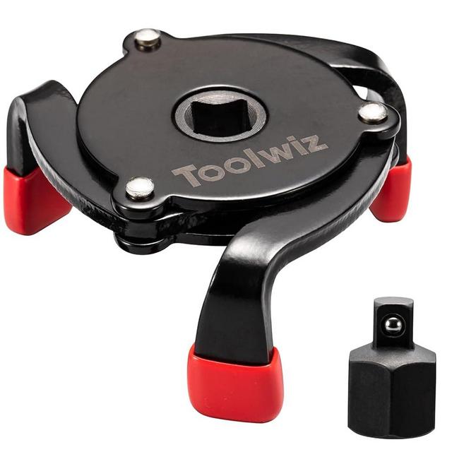 Toolwiz Universal Oil Filter Wrench 3 Jaw Adjustable Oil Filter Removal Tool for Removing Oil Filters from Diameters 2-3/8 to 3-7/8 inch