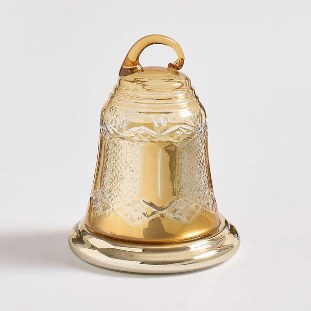 Cut Glass Bell Candle, Gold